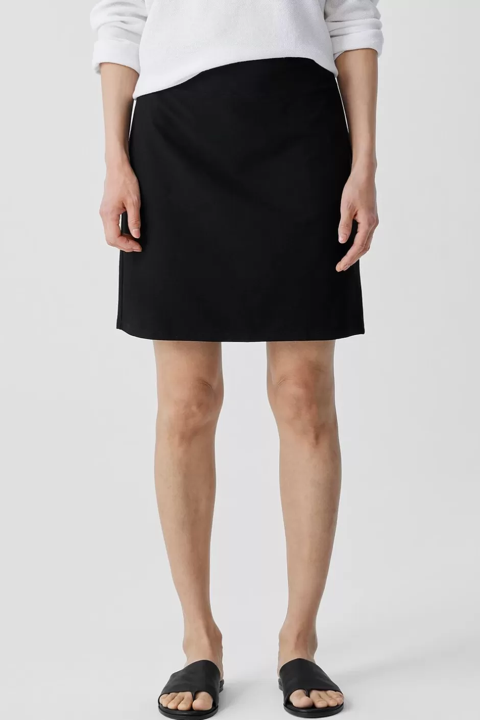 Washable Stretch Crepe Mini Skirt-EILEEN FISHER Clearance