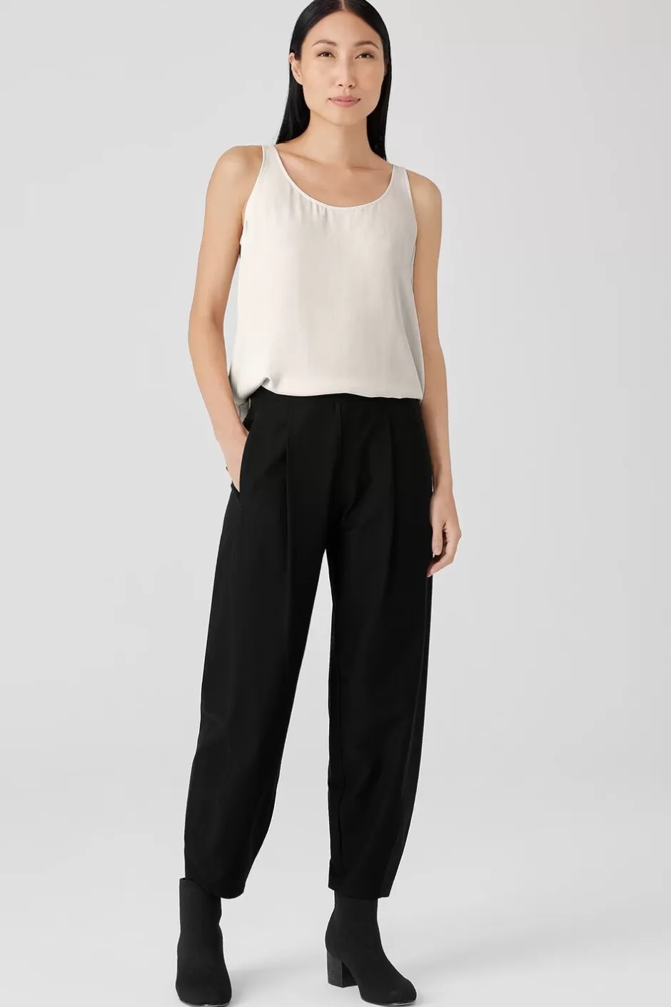 Washable Stretch Crepe Pleated Lantern Pant-EILEEN FISHER Flash Sale