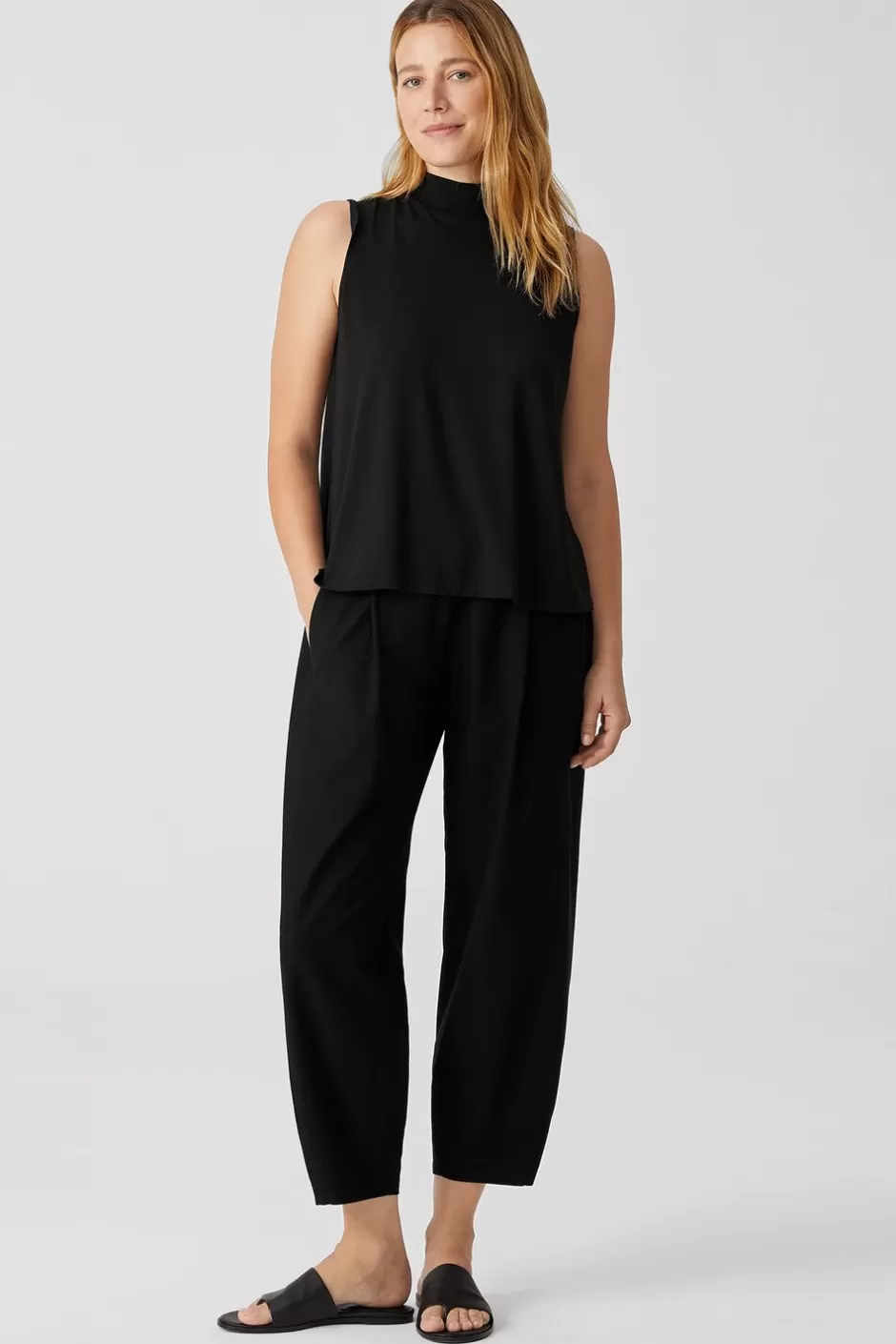 Washable Stretch Crepe Pleated Lantern Pant-EILEEN FISHER Flash Sale