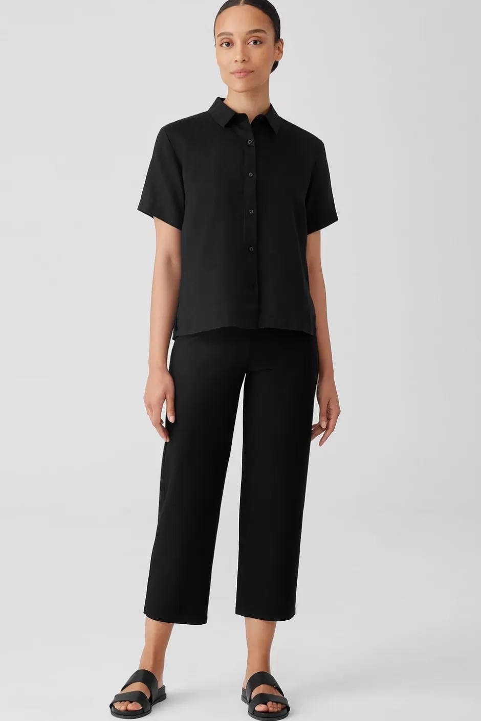 Washable Stretch Crepe Straight Pant With Yoke-EILEEN FISHER Discount