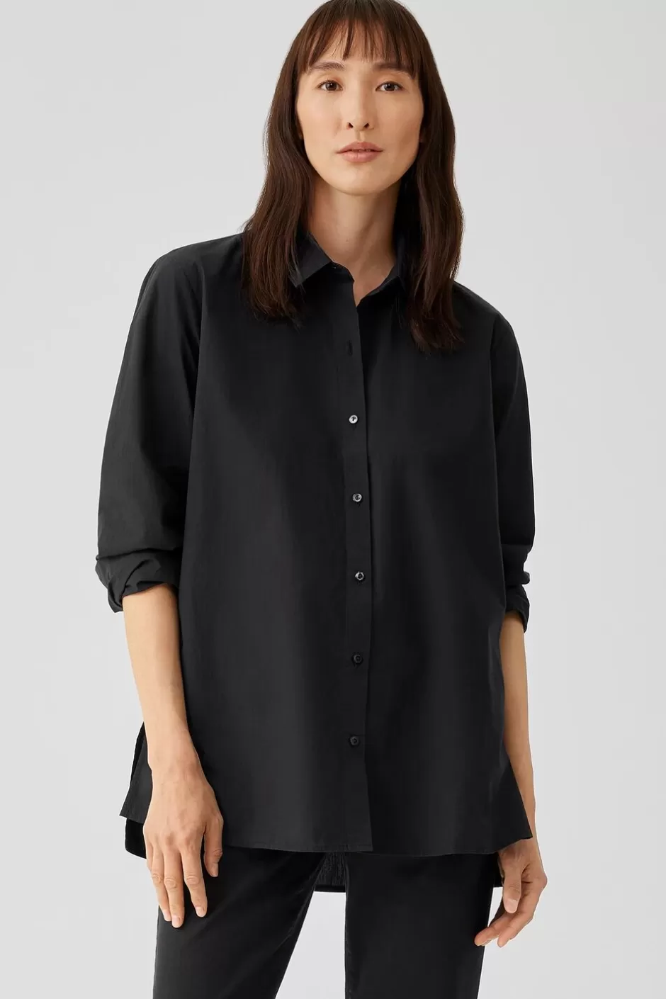 Washed Organic Cotton Poplin Classic Collar Shirt-EILEEN FISHER Flash Sale