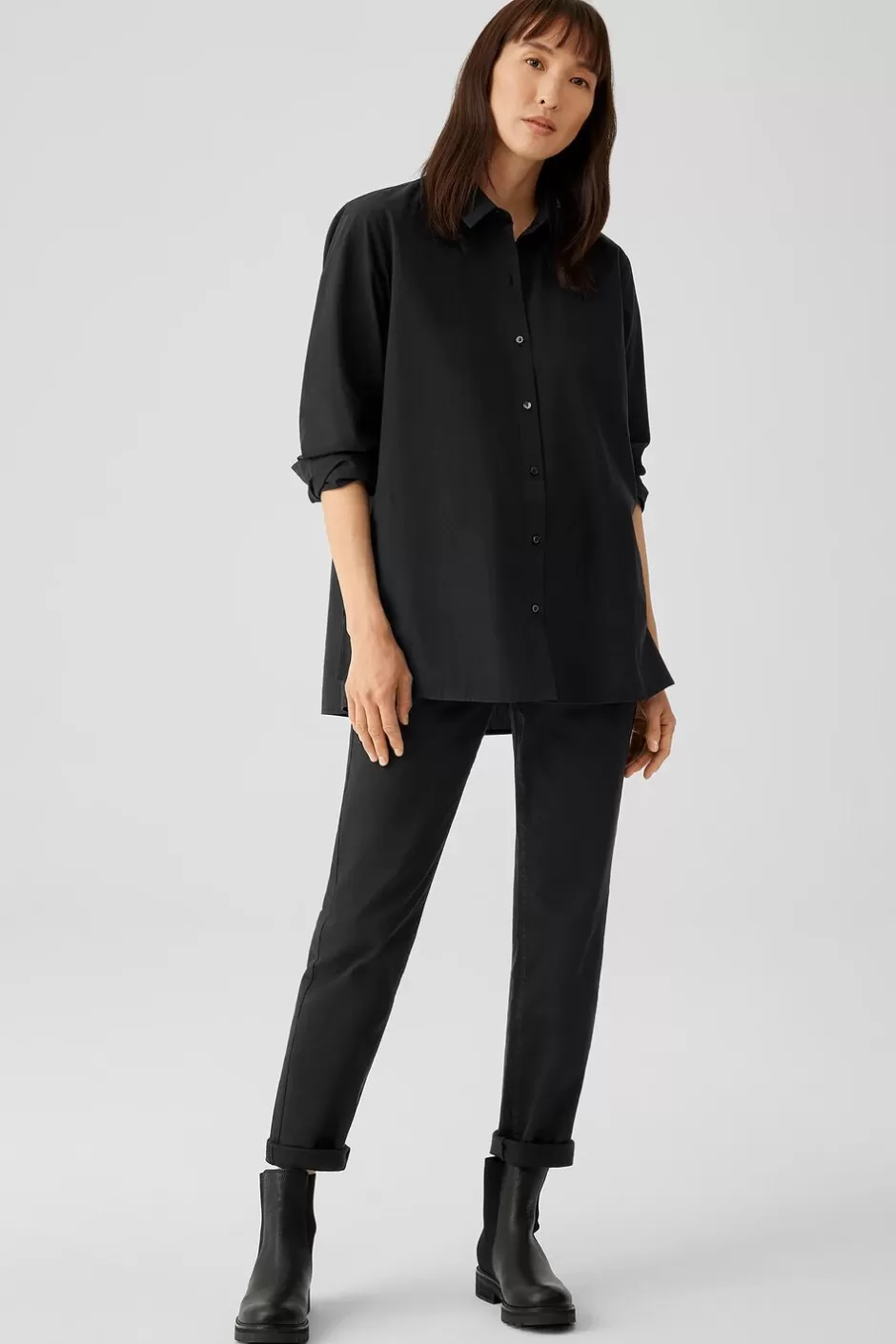 Washed Organic Cotton Poplin Classic Collar Shirt-EILEEN FISHER Flash Sale