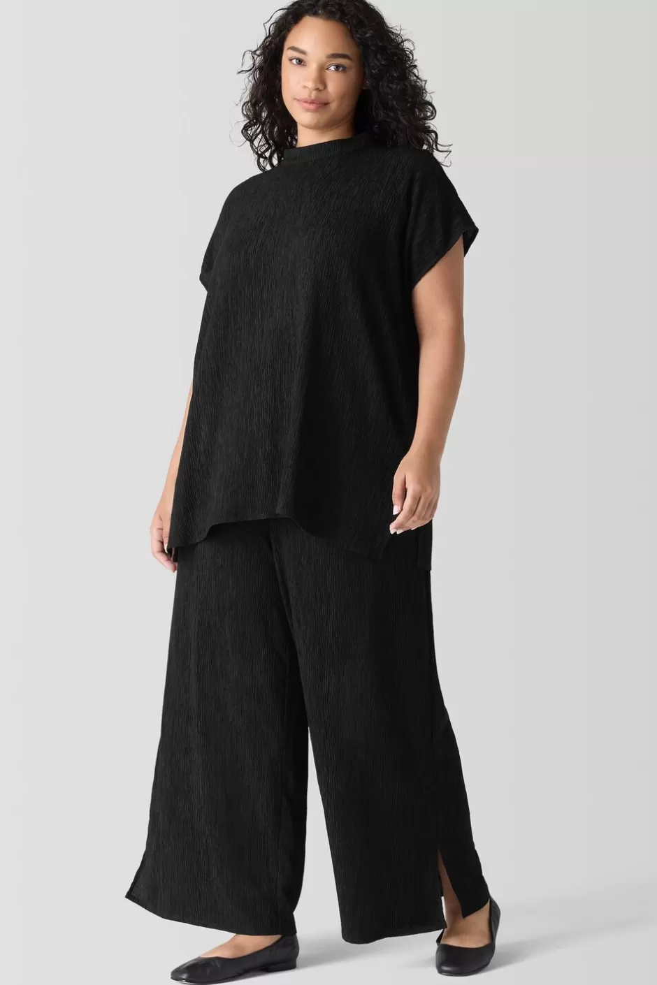 Woven Plissé Wide-Leg Pant-EILEEN FISHER Best